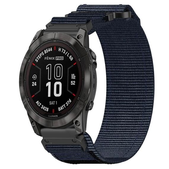 Per cinturino per orologio Garmin Fenix ​​7 Pro 47mm 22mm in nylon con chiusura a strappo (blu)