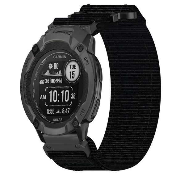 Per cinturino per orologio Garmin Instinct 2 Solar da 22 mm in nylon con chiusura a strappo (nero)