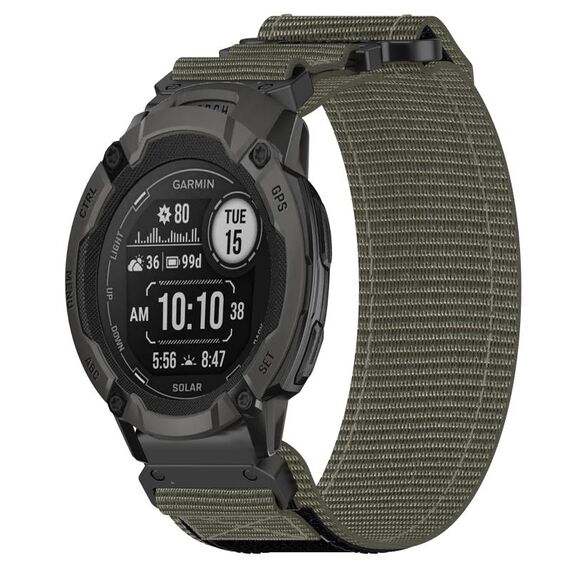 Per cinturino per orologio Garmin Instinct 2 Solar da 22 mm in nylon con chiusura a strappo (grigio)