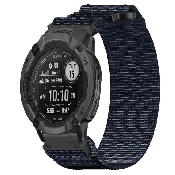 Per cinturino per orologio Garmin Instinct 2 Solar da 22 mm in nylon con chiusura a strappo (blu)