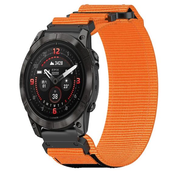 Per cinturino per orologio Garmin Epix Pro 47mm 22mm in nylon con chiusura a strappo (arancione)