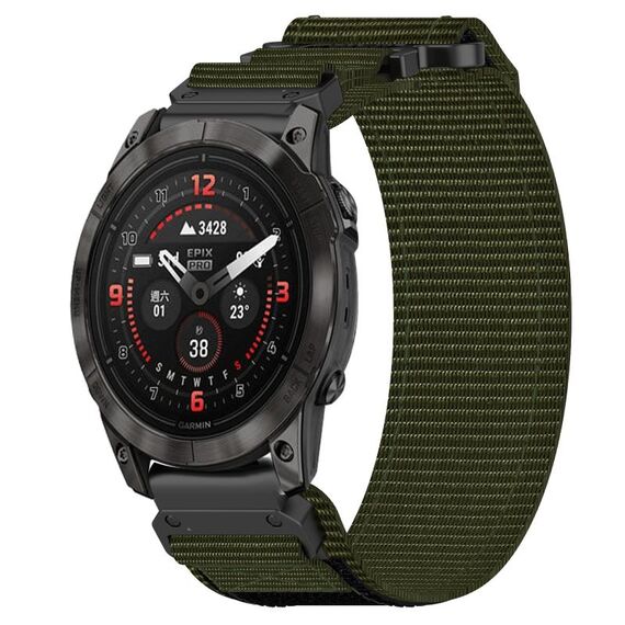 Per cinturino per orologio Garmin Epix Pro 47mm 22mm in nylon con chiusura a strappo (verde militare)