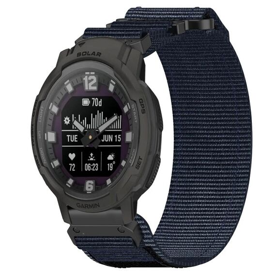 Per cinturino per orologio Garmin Instinct Crossover Solar da 22 mm in nylon con chiusura a strappo (blu)