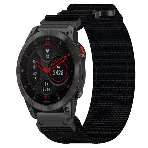 Per cinturino per orologio Garmin EPIX Gen 2 da 22 mm in nylon con chiusura a strappo (nero)