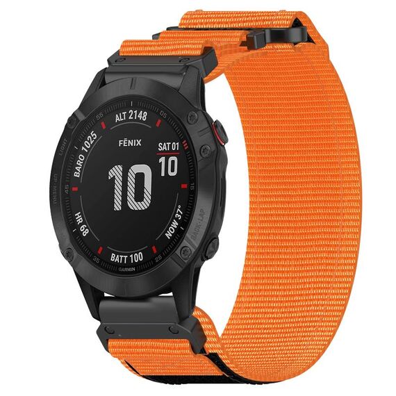 Per cinturino per orologio Garmin Fenix 6 da 22 mm in nylon con chiusura a strappo (arancione)