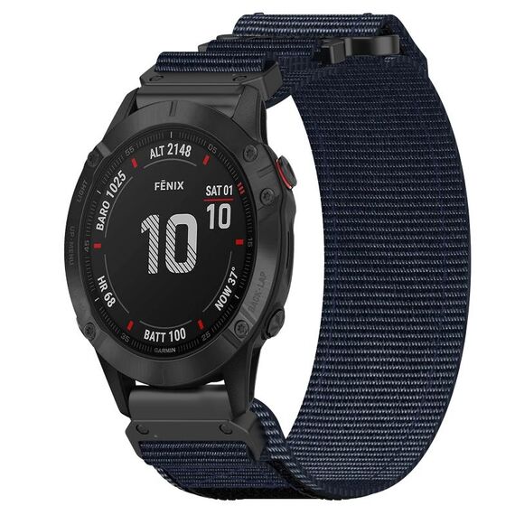 Per cinturino per orologio Garmin Fenix 6 da 22 mm in nylon con chiusura a strappo (blu)