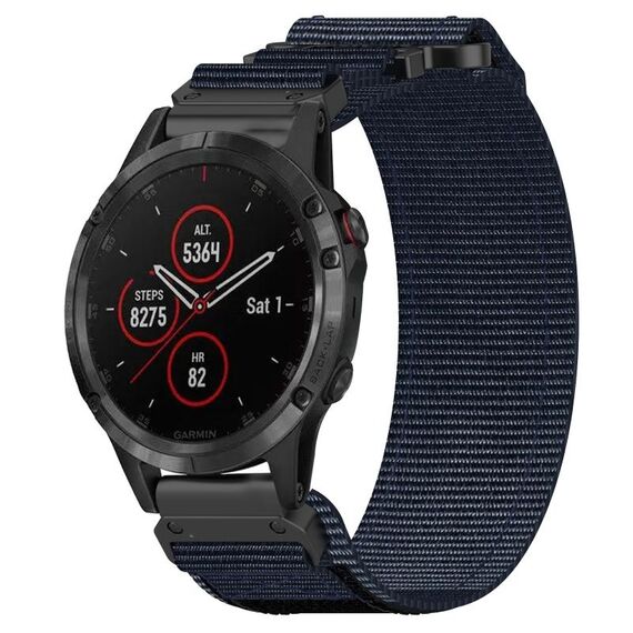 Per cinturino per orologio Garmin Fenix 5 Plus da 22 mm in nylon con chiusura a strappo (blu)