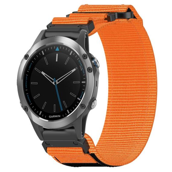 Per cinturino per orologio Garmin Quatix 5 da 22 mm in nylon con chiusura a strappo (arancione)
