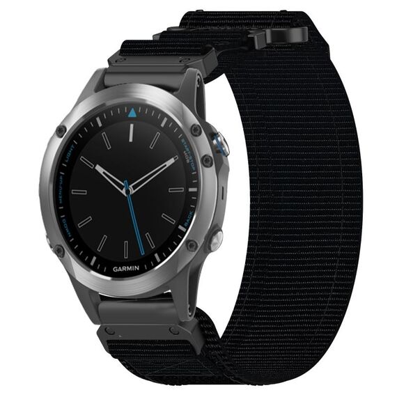 Per cinturino per orologio Garmin Quatix 5 da 22 mm in nylon con chiusura a strappo (nero)