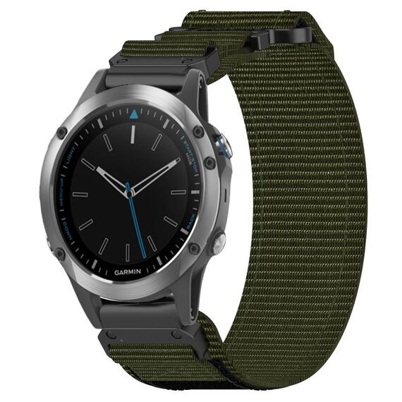 Per cinturino per orologio Garmin Quatix 5 da 22 mm in nylon con chiusura a strappo (verde militare)