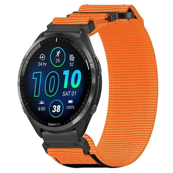 Per cinturino per orologio Garmin Forerunner 965 da 22 mm in nylon con chiusura a strappo (arancione)