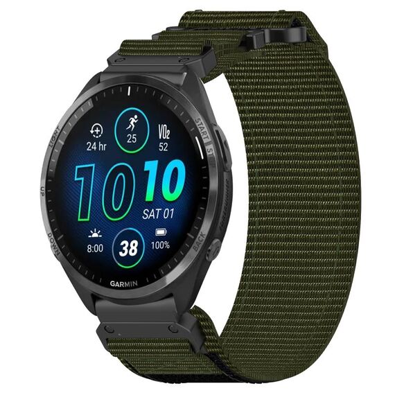 Per cinturino per orologio Garmin Forerunner 965 da 22 mm in nylon con chiusura a strappo (verde militare)