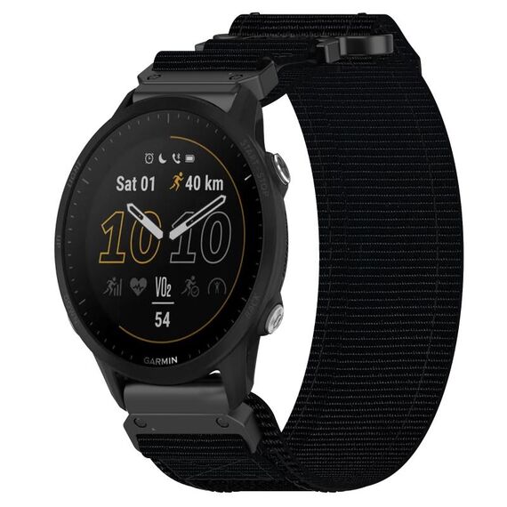 Per cinturino per orologio Garmin Forerunner 955 da 22 mm in nylon con chiusura a strappo (nero)