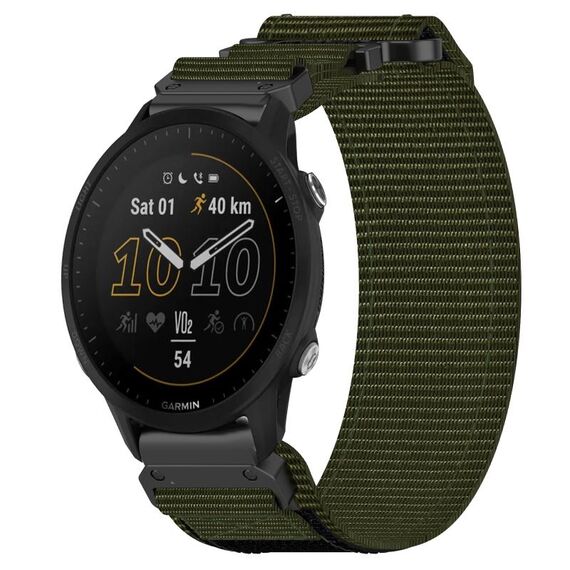 Per cinturino per orologio Garmin Forerunner 955 da 22 mm in nylon con chiusura a strappo (verde militare)