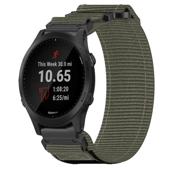 Per cinturino per orologio Garmin Forerunner 945 da 22 mm in nylon con chiusura a strappo (grigio)