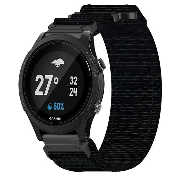 Per cinturino per orologio Garmin Forerunner 935 da 22 mm in nylon con chiusura a strappo (nero)