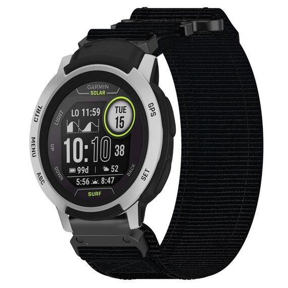 Per cinturino per orologio Garmin Instinct da 22 mm in nylon con chiusura a strappo (nero)