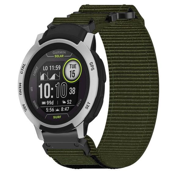 Per cinturino per orologio Garmin Instinct da 22 mm in nylon con chiusura a strappo (verde militare)
