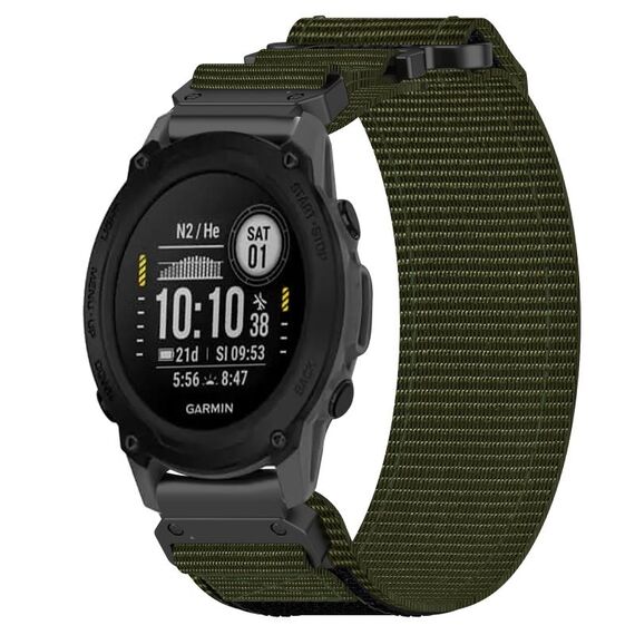 Per cinturino per orologio Garmin Descent G1 da 22 mm in nylon con chiusura a strappo (verde militare)