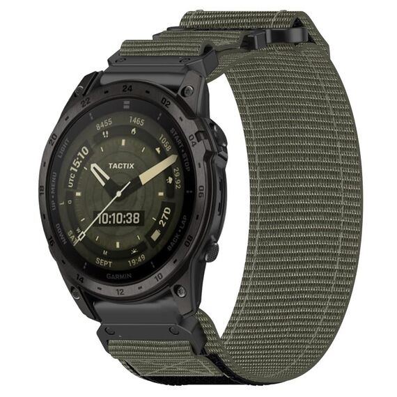 Per cinturino per orologio Garmin Tactix 7 AMOLED da 26 mm in nylon con chiusura a strappo (grigio)