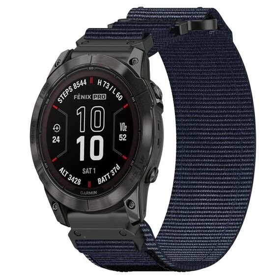 Per cinturino per orologio Garmin Fenix 7X Pro 51mm 26mm in nylon con chiusura a strappo (blu)