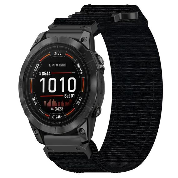 Per cinturino per orologio Garmin Epix Pro 51mm 26mm in nylon con chiusura a strappo (nero)