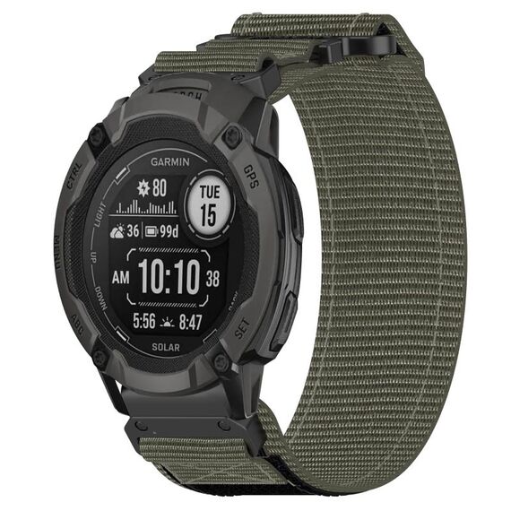 Per cinturino per orologio Garmin Instinct 2X Solar da 26 mm in nylon con chiusura a strappo (grigio)
