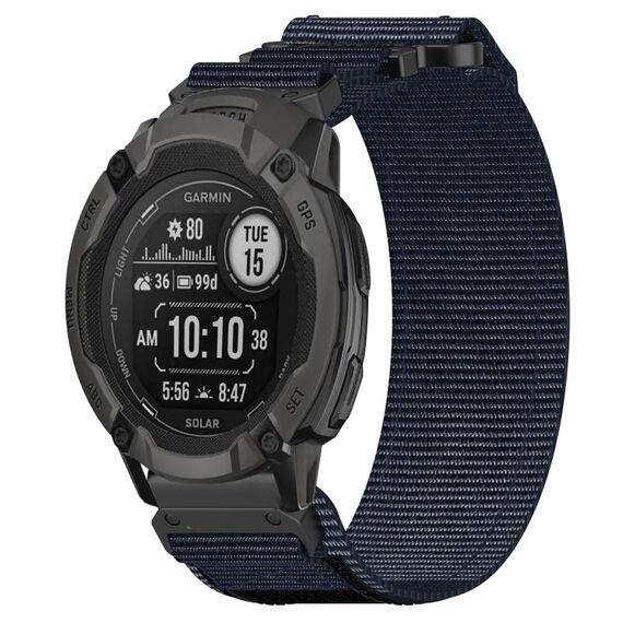 Per cinturino per orologio Garmin Instinct 2X Solar da 26 mm in nylon con chiusura a strappo (blu)