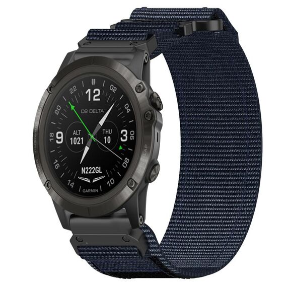 Per cinturino per orologio Garmin D2 Delta PX 26 mm in nylon con chiusura a strappo (blu)