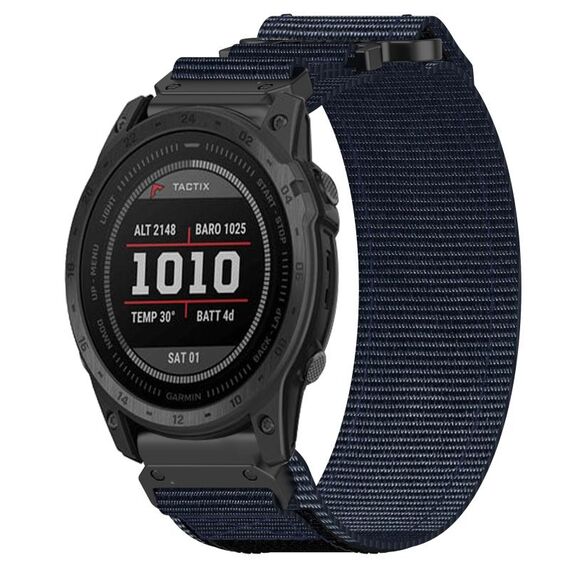 Per cinturino per orologio Garmin Tactix 7 Pro da 26 mm in nylon con chiusura a strappo (blu)