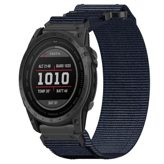 Per cinturino per orologio Garmin Tactix 7 da 26 mm in nylon con chiusura a strappo (blu)