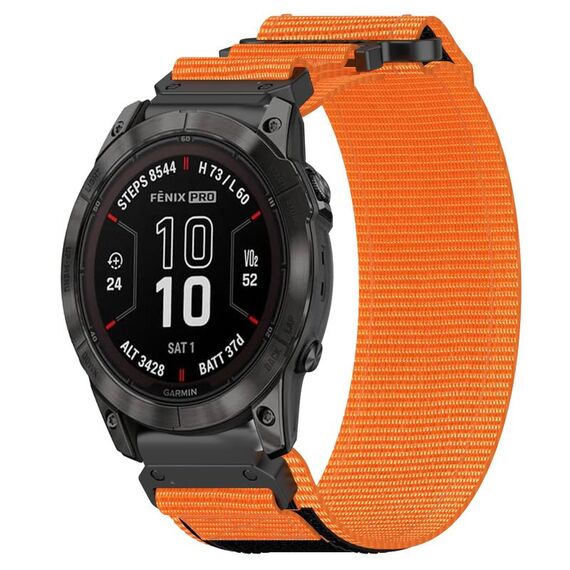 Per cinturino per orologio Garmin Fenix 7X 26 mm in nylon con chiusura a strappo (arancione)