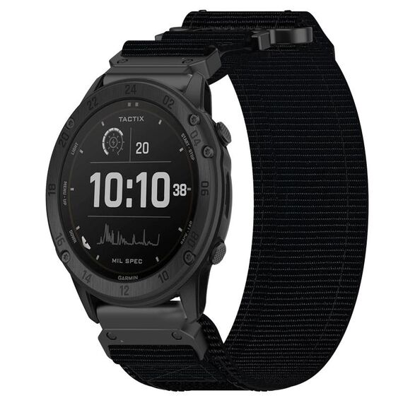 Per cinturino per orologio Garmin Tactix Delta da 26 mm in nylon con chiusura a strappo (nero)