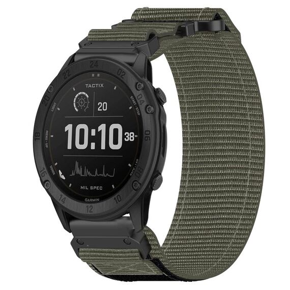 Per cinturino per orologio Garmin Tactix Delta da 26 mm in nylon con chiusura a strappo (grigio)