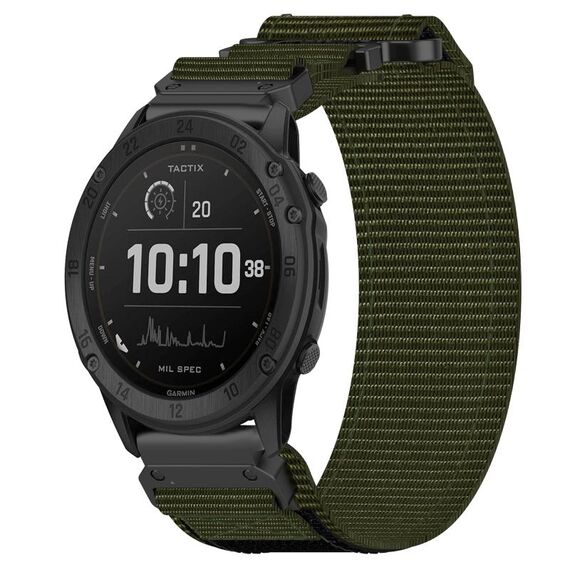 Per cinturino per orologio Garmin Tactix Delta da 26 mm in nylon con chiusura a strappo (verde militare)