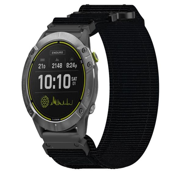 Per cinturino per orologio Garmin Enduro da 26 mm in nylon con chiusura a strappo (nero)