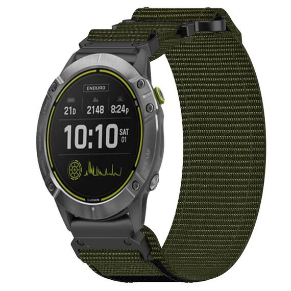 Per cinturino per orologio Garmin Enduro da 26 mm in nylon con chiusura a strappo (verde militare)
