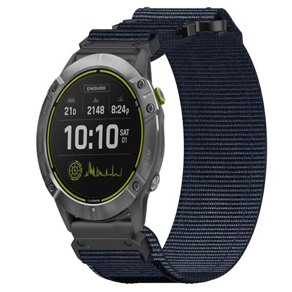 Per cinturino per orologio Garmin Enduro da 26 mm in nylon con chiusura a strappo (blu)
