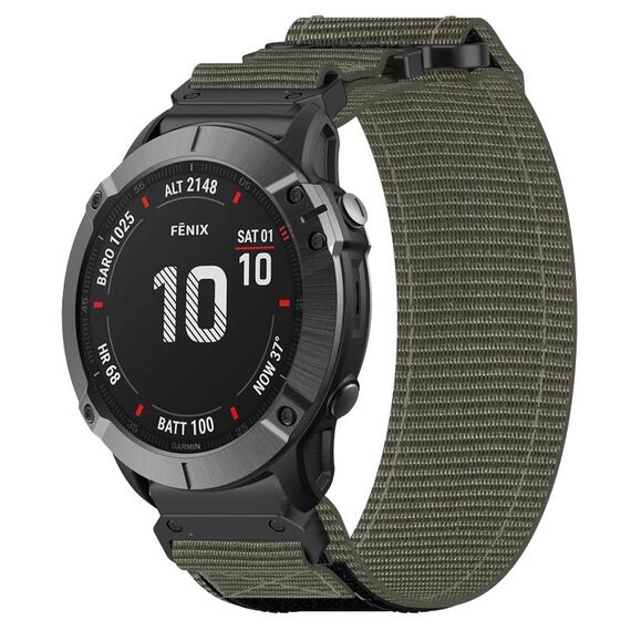 Per cinturino per orologio Garmin Fenix 6X 26 mm in nylon con chiusura a strappo (grigio)