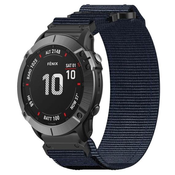 Per cinturino per orologio Garmin Fenix 6X 26 mm in nylon con chiusura a strappo (blu)