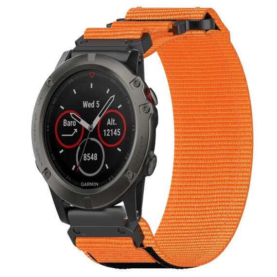 Per cinturino per orologio Garmin Fenix 5X Sapphire da 26 mm in nylon con chiusura a strappo (arancione)