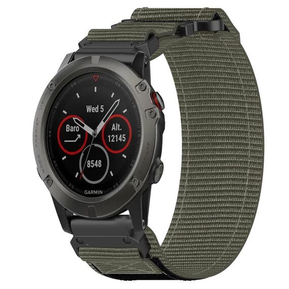 Per cinturino per orologio Garmin Fenix 5X Sapphire da 26 mm in nylon con chiusura a strappo (grigio)