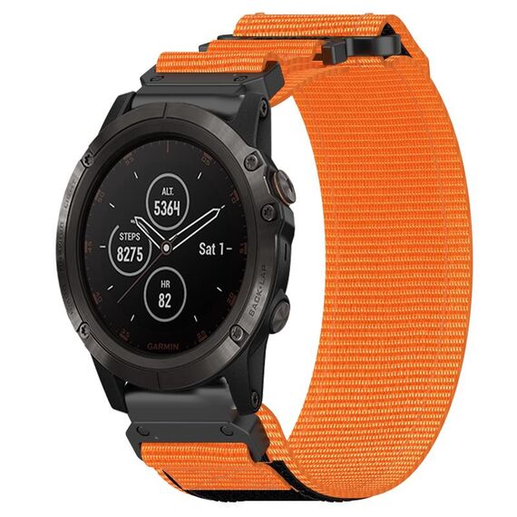 Per cinturino per orologio Garmin Fenix 5X Plus da 26 mm in nylon con chiusura a strappo (arancione)