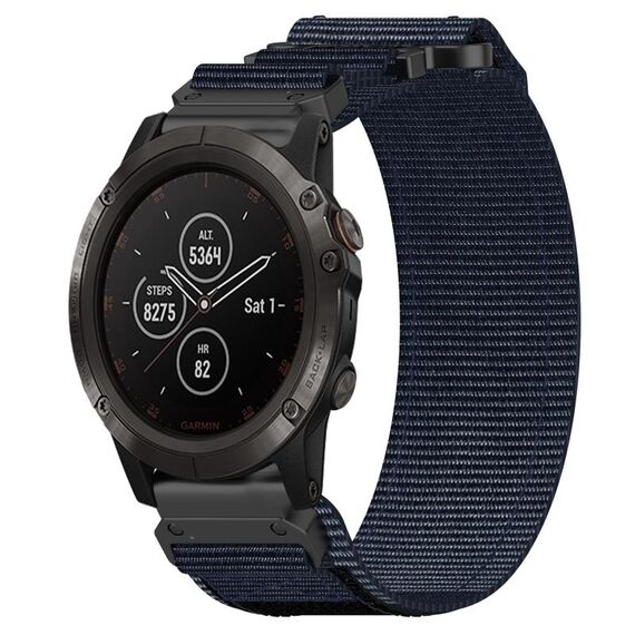 Per cinturino per orologio Garmin Fenix 5X Plus da 26 mm in nylon con chiusura a strappo (blu)