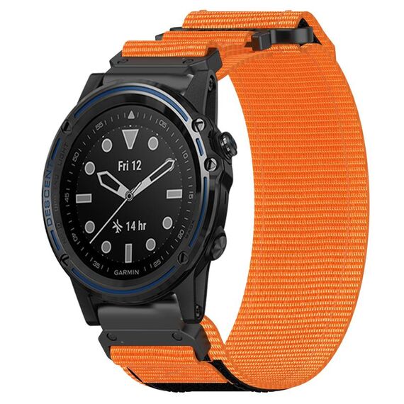 Per cinturino per orologio Garmin Descent MK 1 da 26 mm in nylon con chiusura a strappo (arancione)