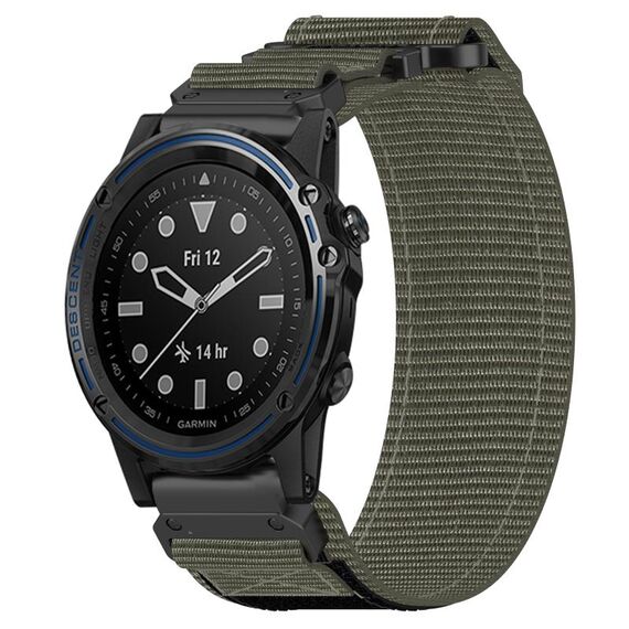 Per cinturino per orologio Garmin Descent MK 1 da 26 mm in nylon con chiusura a strappo (grigio)