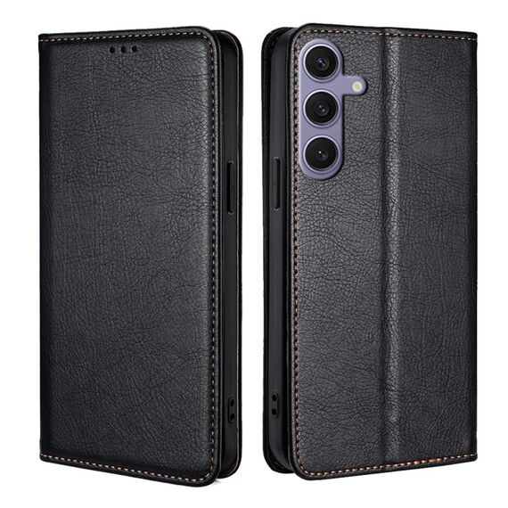 Custodia per telefono in pelle magnetica tinta unita per Samsung Galaxy S24+ 5G (nero)