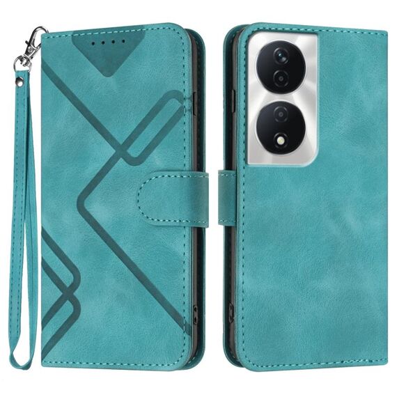 Per Honor X7b Custodia per telefono in pelle con motivo a linee Skin Feel (azzurro)