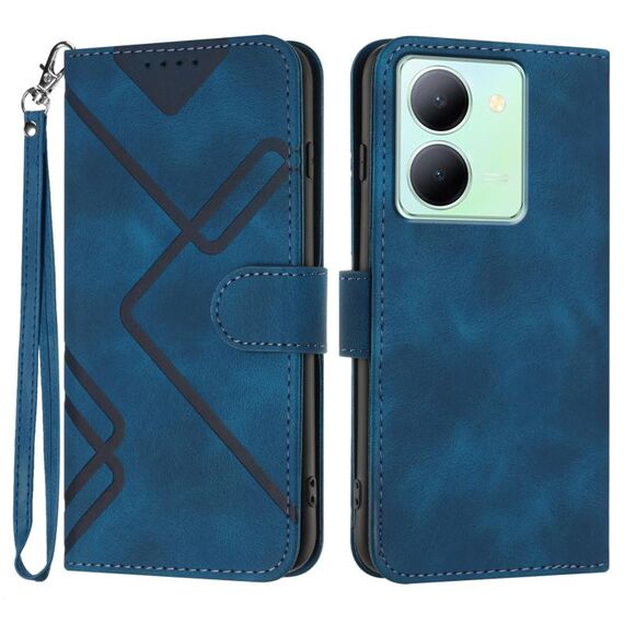 Per vivo Y36 5G Global/Y36 4G Global Line Pattern Skin Feel Custodia in pelle per telefono (Royal Blue)