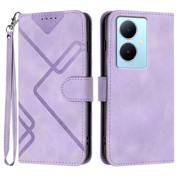Per vivo Y78+ 5G Global/Y78 5G Global Line Pattern Skin Feel Custodia in pelle per cellulare (viola chiaro)